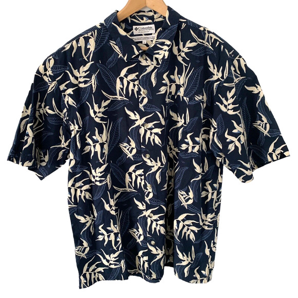 Columbia Other - Columbia Shirt Mens L Navy Blue Floral Print Short Sleeve Button Up